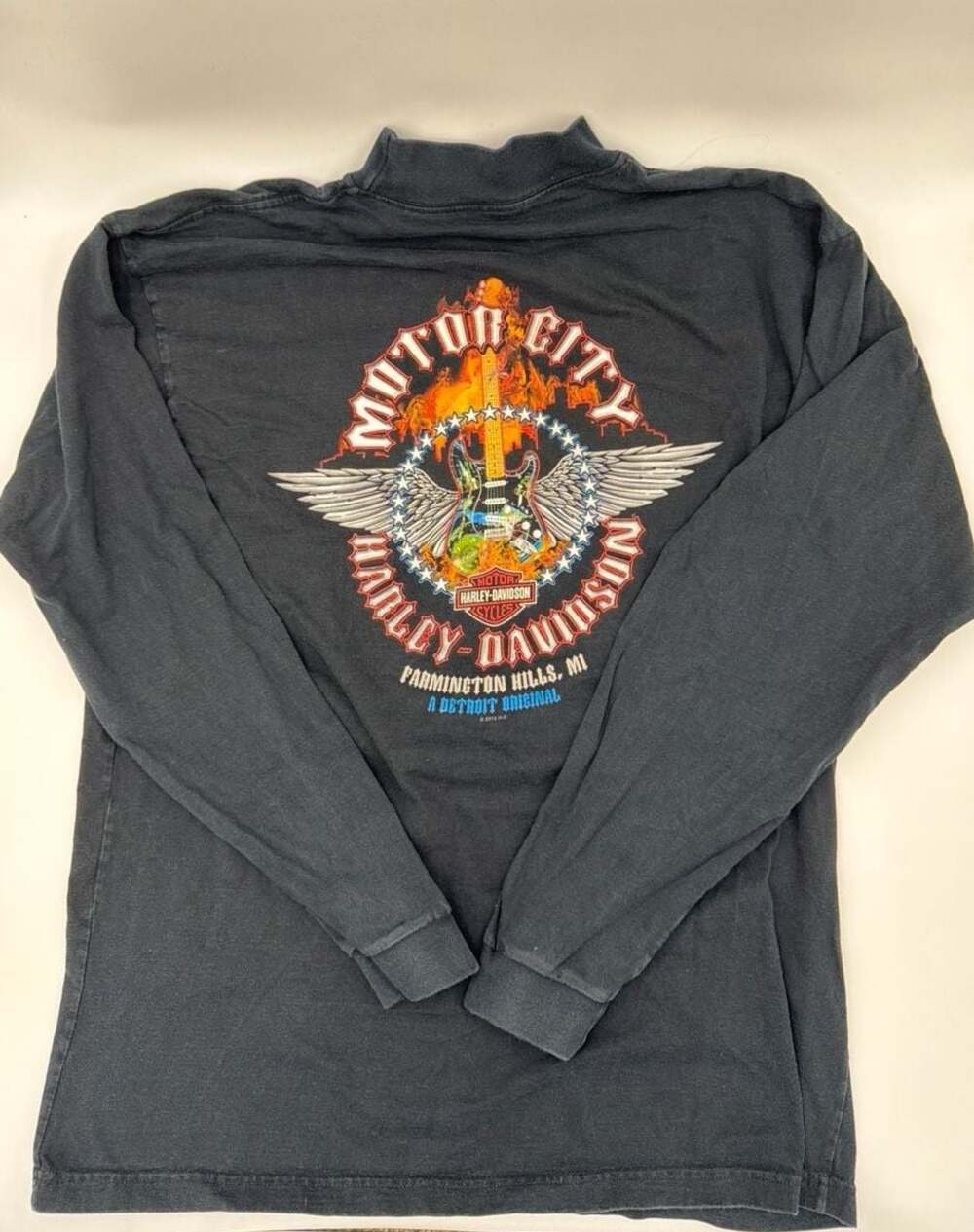 Harley-Davidson Motor City Farmington Hills MI Mock Neck Long Sleeve Shirt Black